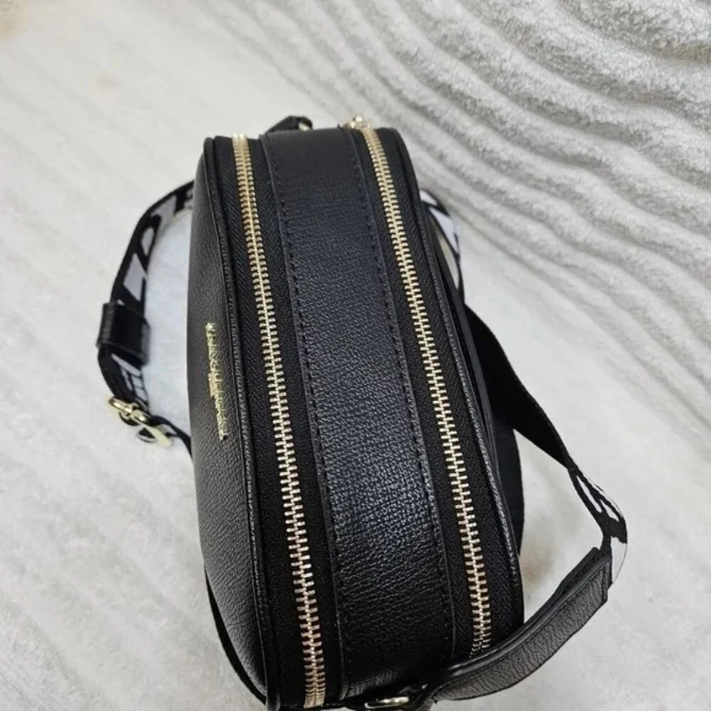 NEW! KARL LAGERFELD PARIS Maybelle Crossbody Logo Camera Bag | BLACK